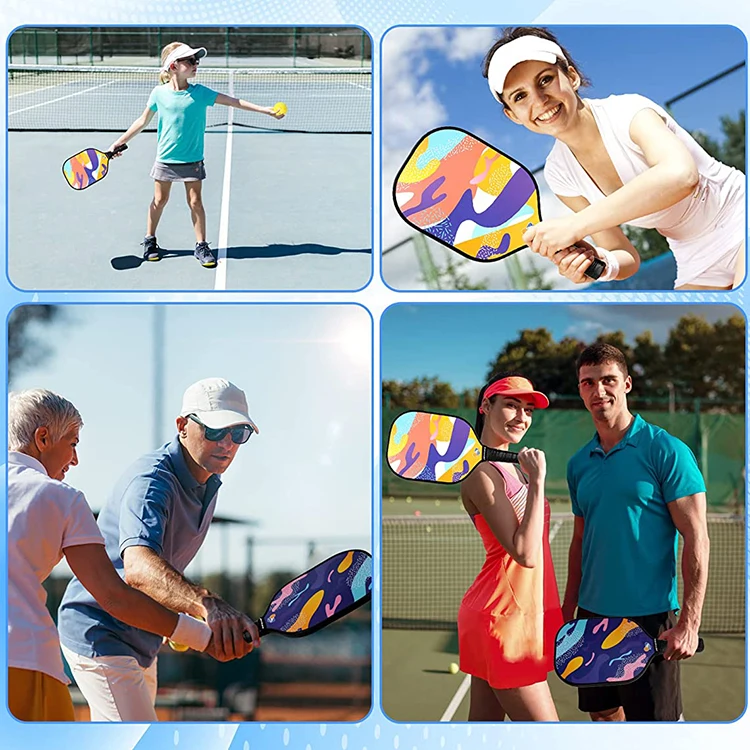 Sports Pickleball Paddles Set of 2 Lightweight Pickle Ball Rackets Raquette Set with 2 Pickleball Balls