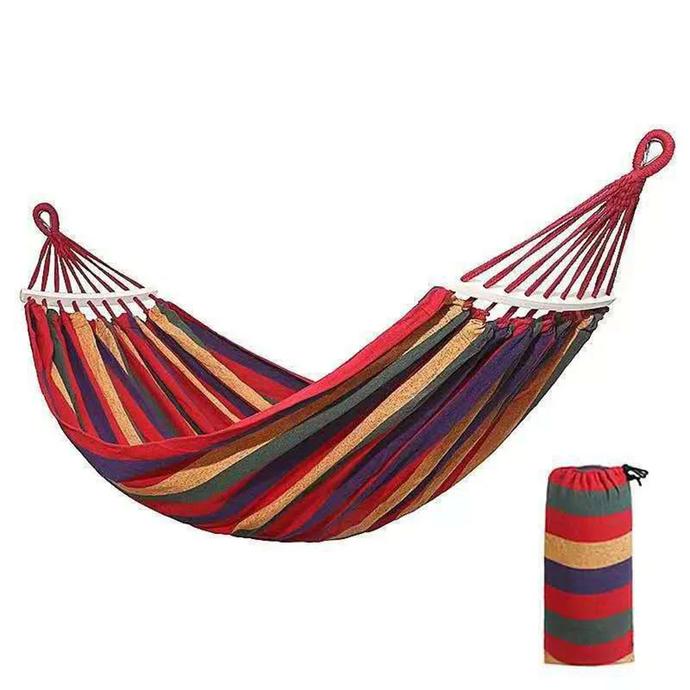 
Factory direct selling anti rollover single and double outdoor swing canvas curved rod hammock 
