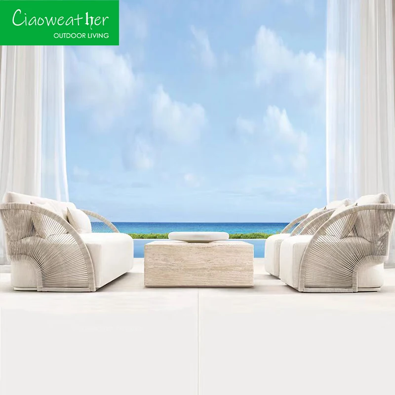 Rattan sofa outdoor garden patio furniture set modern sofa Teak Outdoor Sofa Set