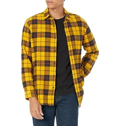 2023 Heavyweight Fleece Shirts Plaid Button Mens Plaid Jacket Fleece Lined Flannel Shirt Men