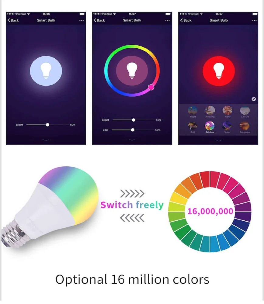 Умная лампочка Tuya 2700K-6500K RGBCW + CCT умная Google Home 9W E26 E27 B22 A60 светодиодная лампа wifi Smart Life