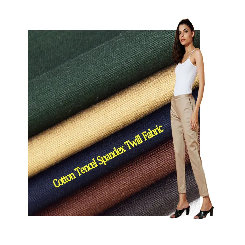 Factory Wholesale Spot Goods Women Suit Pants Comfortable Handfeeling Tel Cotton Twill Spandex Fabric