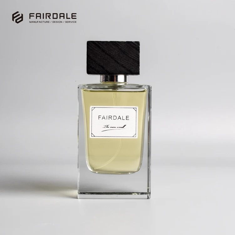 Custom Logo 100ml Clear Empty Fragrance Bottle Perfume Glass With Black Wooden Cap