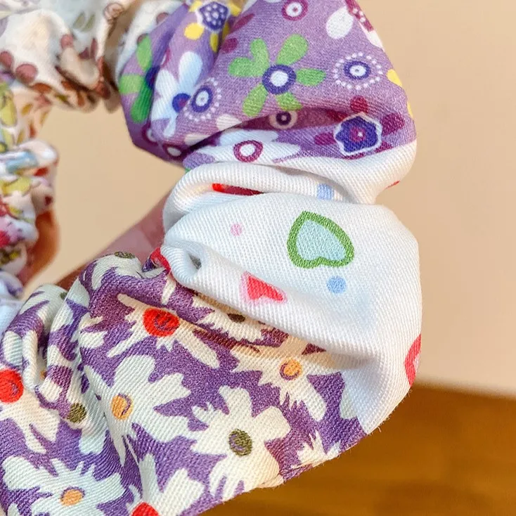 New Arrival Hair Accessories Ribbon Floral Plaid Pattern Design Print Satin Hair Band Women Hair Tie