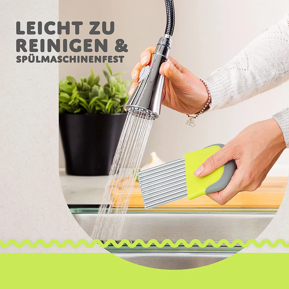 Dishwasher Safe Stainless Steel Corrugated Knife Wave Cutter for Vegetables and Fruit