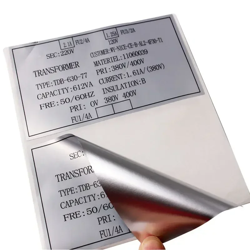 Heat resistant Sliver PET BOPP Foil Custom Logo Sticker Rolls Label