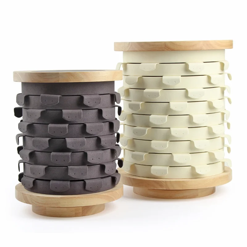 Rotating Countertop Beige Earrings Cabinet Gold And Grey Store Jewelry Acrylic & Gold Displays Showroom Jewelry Display