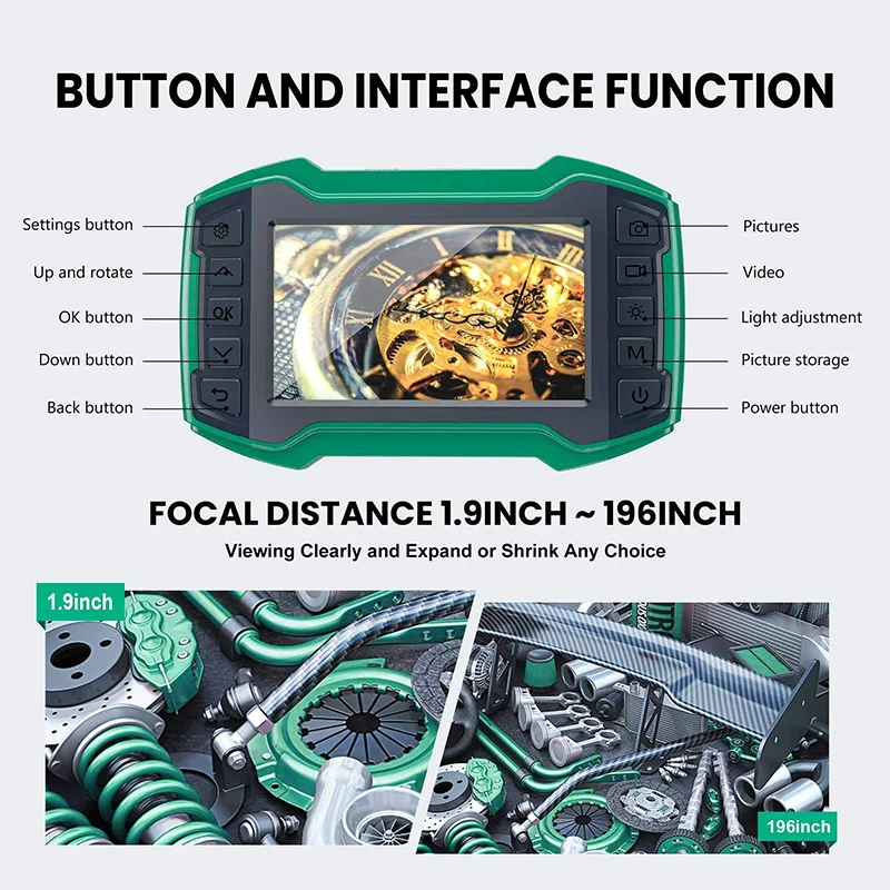 Profession Single Lens Industrial Endoscope Digital 4.5 'LCD Snake Camera 1080P HD IP67 Waterproof Inspection Camera 8 LED 1m