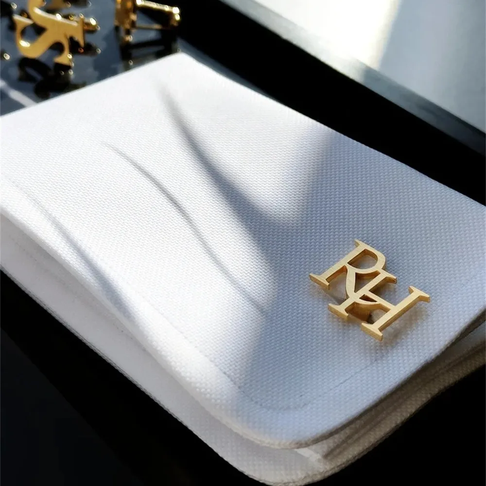 Unique Gold Plating Stainless Steels Initials 26 Letter A-Z Name Wedding Cufflinks Gift Jewelry