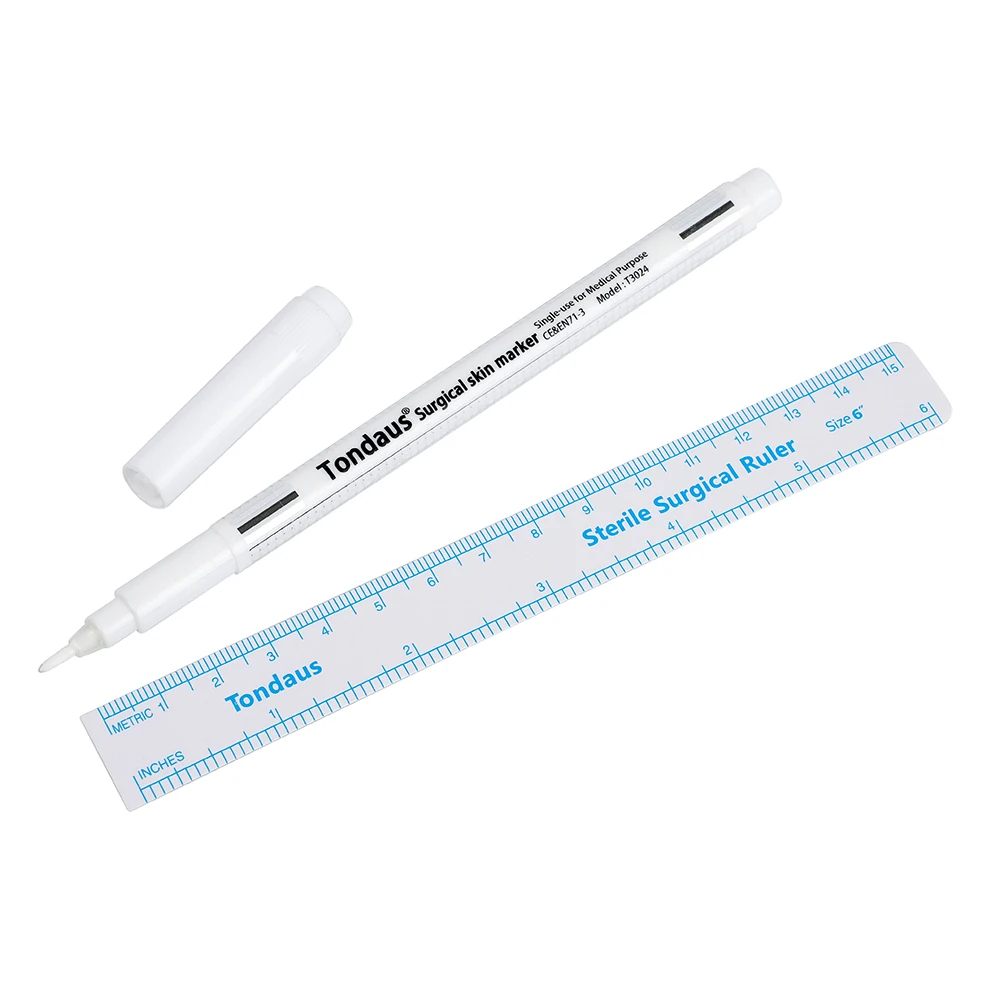 CTA042-3 Factory Supplier White Skin Marker Pen with Sterile Ruler Permanent makeup manual pen for eyebrow