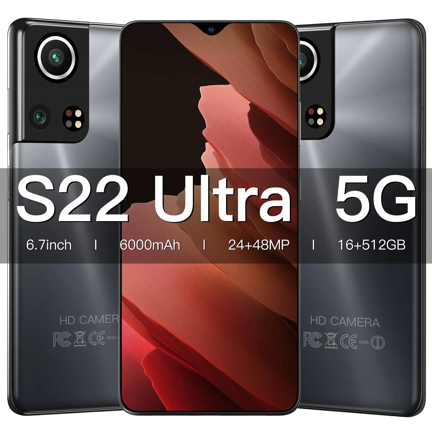 5G смартфон S22 ультра 6 7 дюймов полный экран 16 + 512GB Android мобильных телефонов с Face ID Оригинальный разблокированный сотовый