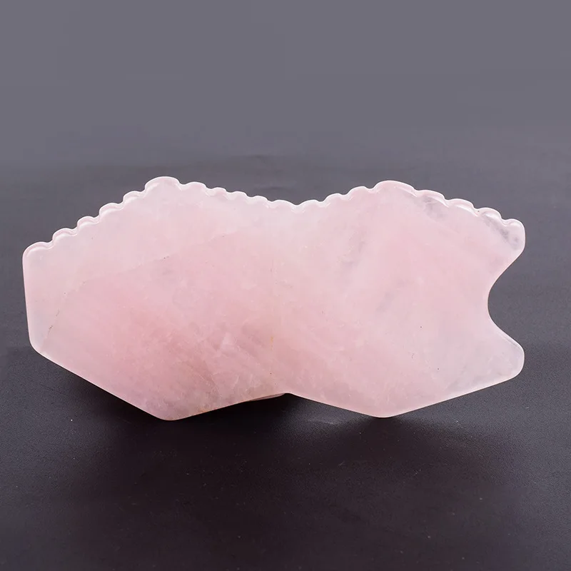 Natural Rose Quartz Jade Gua Sha Board Face Lifting Stone Guasha Scraping Facial Gouache Massage Pink Guasha Tool With Teeth