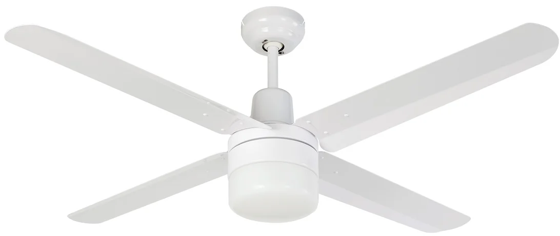 48 Inch Modern Air Cooling Fan White Industrial Ceiling Light With 4 Aluminium Blades Include Wall Control