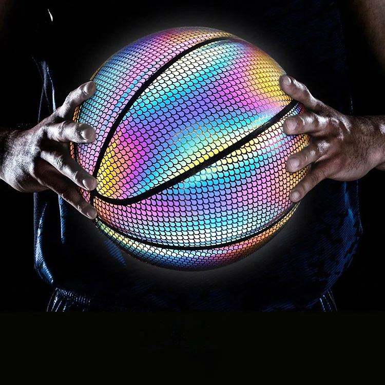 Holographic Flash Glowing Reflective Basketball No. 7 Fluorescent Luminous No. 7 Adult Basketball