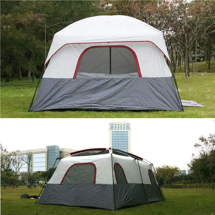 Custom China travel 4 season la tente 2 rooms camping tents 12 persons waterproof outdoor family big camping tent for 12 persons
