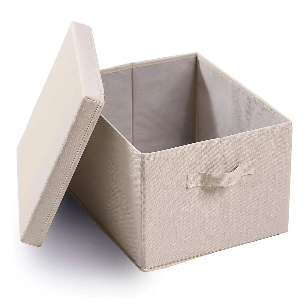 Collapsible File Storage Organizer, Decorative Linen Filing & Storage Office Box Storage Foldable Cubes