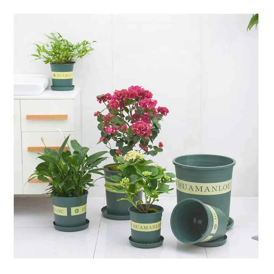 Big Large Round Green Black Hard Plastic 1 1.5 2 3 5 7 Gallon Plant Container Garden Planter Nursery Flower Pots Maceta