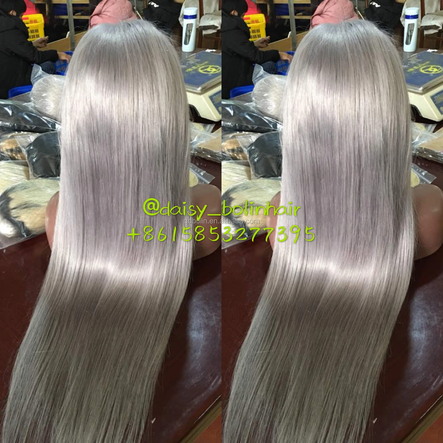 Straight Grey Brazilian Remy Hair Weave Silver Gray Color Human Hair Bundles  Extension
