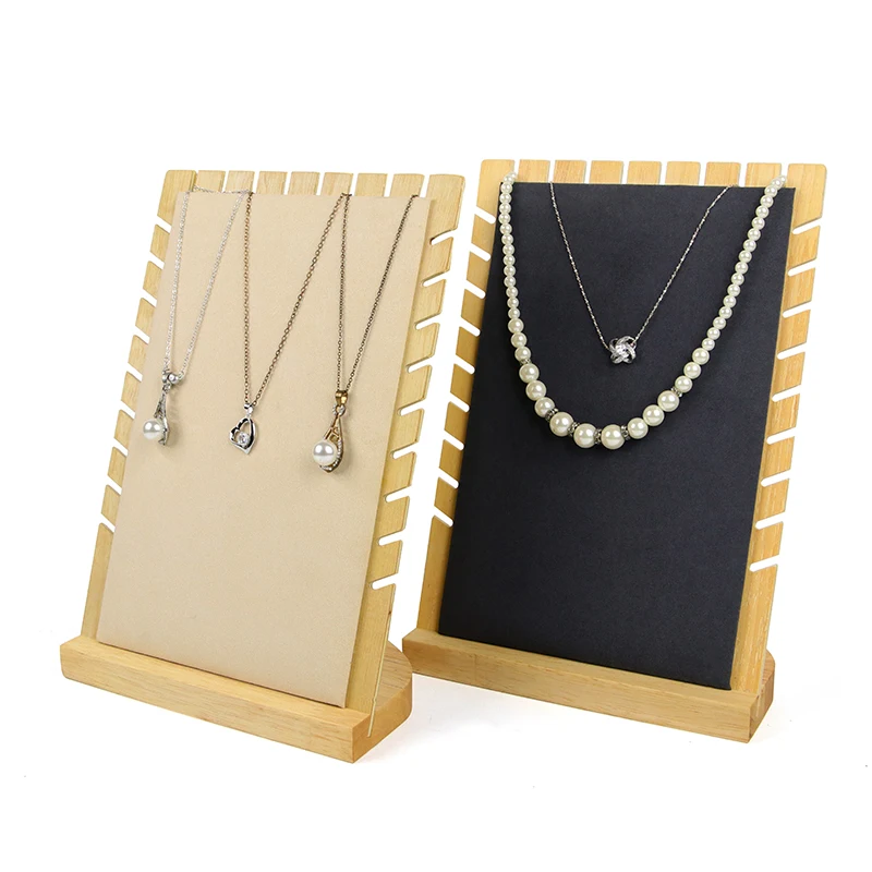Wholesale solid wood pendant fashion jewelry bracket necklace hanging three-sided groove necklace board display stand