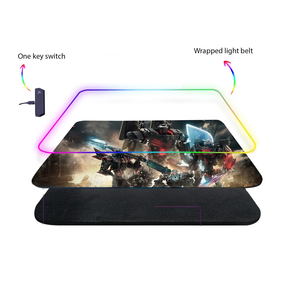 Custom OEM Big Large Led The Game Mouse Pad Gaming Mat RGB Sublimation Gifts Customized Glowing Status Mold Logo Item Style Pcs