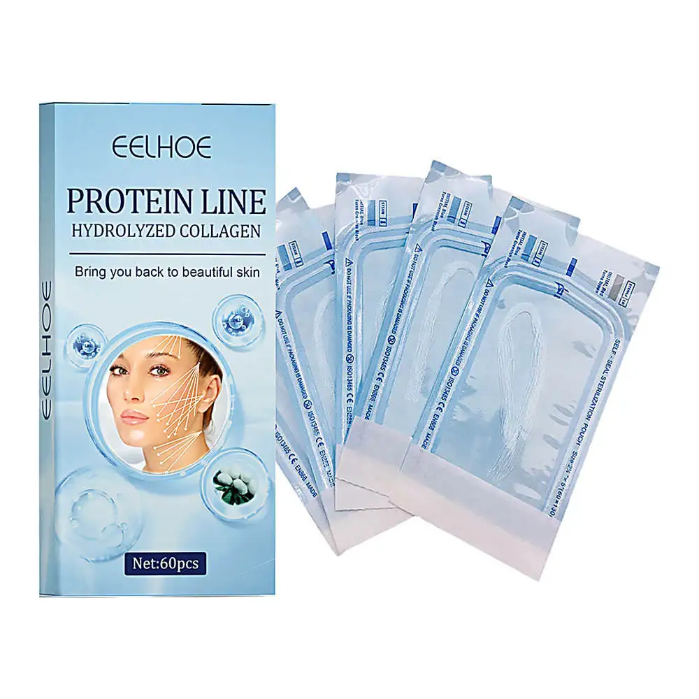 EELHOE 60pcs Protein Thread No Needle Gold Protein Line Absorbable Anti-wrinkle Face Filler Beauty Care Skin Collagen Based