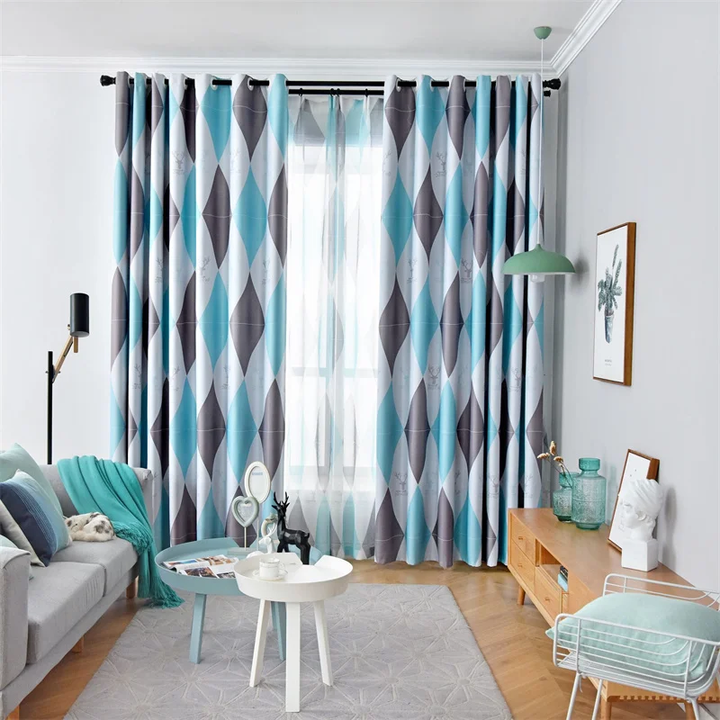 Modern Nordic Simplicity Yellow Geometric Printed Curtain Fabric, Living Room Bedroom Home Polyester Window Curtains Fabric