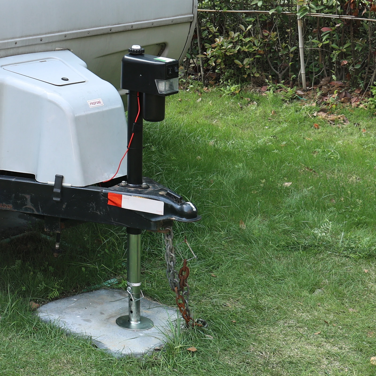 12V DC 3500 lbs. RV Electric Power A-Frame Tongue Jack for Travel Trailer Camper with Drop Leg