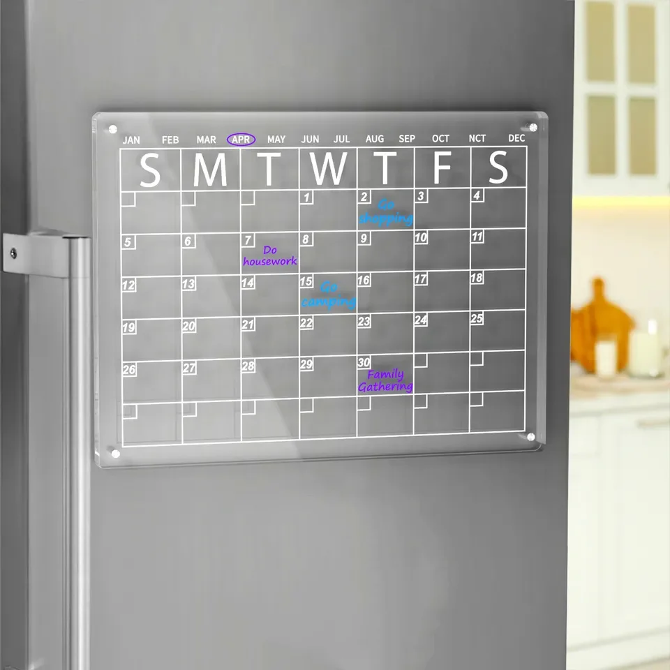 2023 Hot sale Magnetic Monthly Acrylic Dry Erase Calendar Personalized Planner Lucite Fridge Calendar With Notes