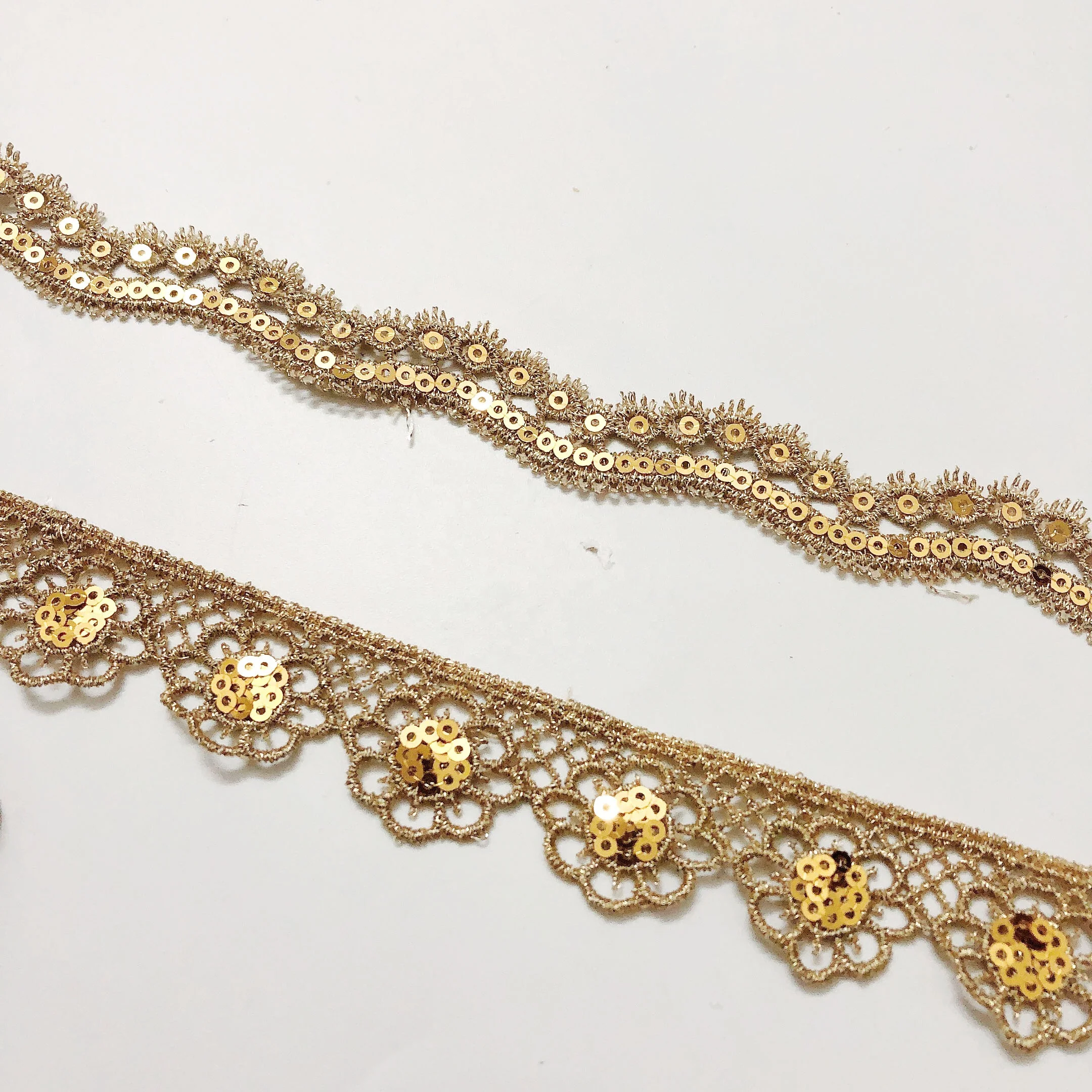Many kinds of embroidered floral hollow out gold lace trim for clothing LT2623B