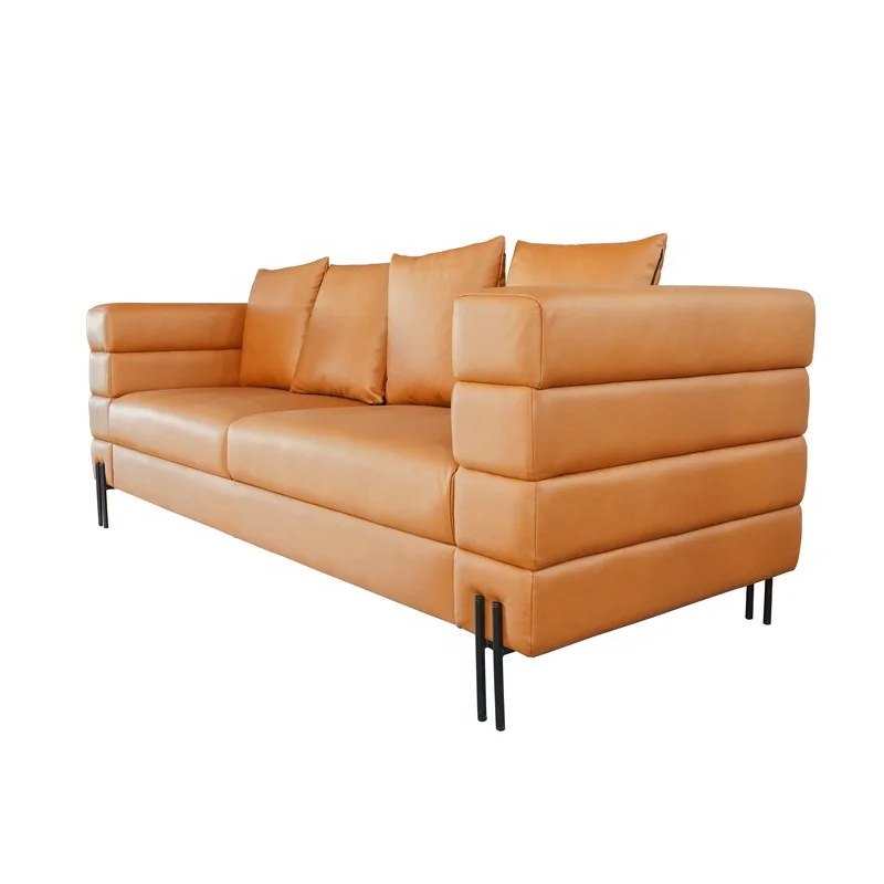 Living Room Furniture Modular Sectional Design Modern Home Hotel Lobby Waiting Room Brown 3 Seater Leather Sofa