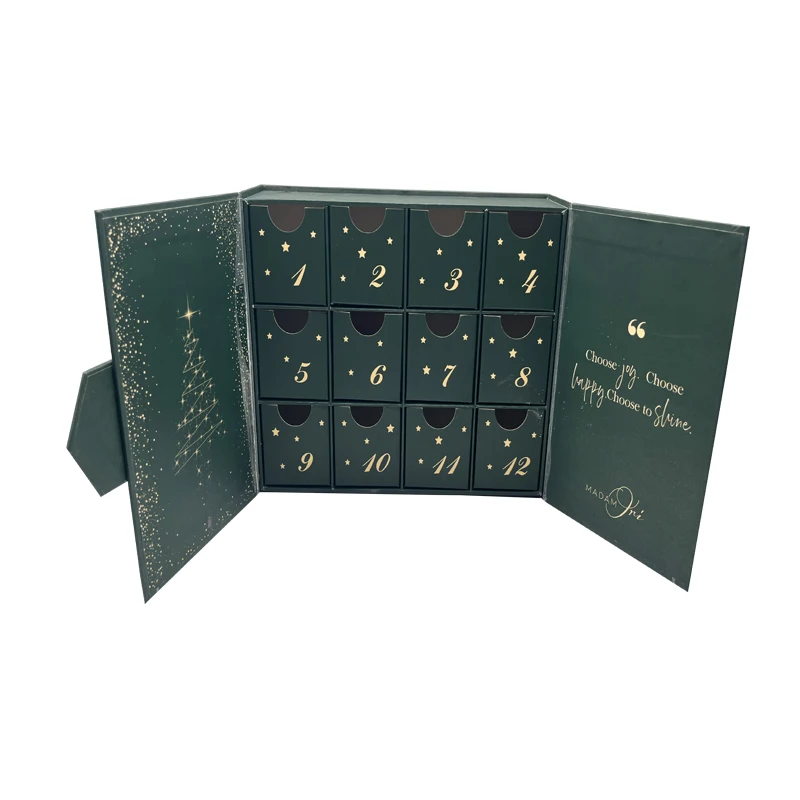 Competitive Price Magnetic Attractionbuilt-In Drawer 12 Small Boxes Christmas Calendar Advent Boxes