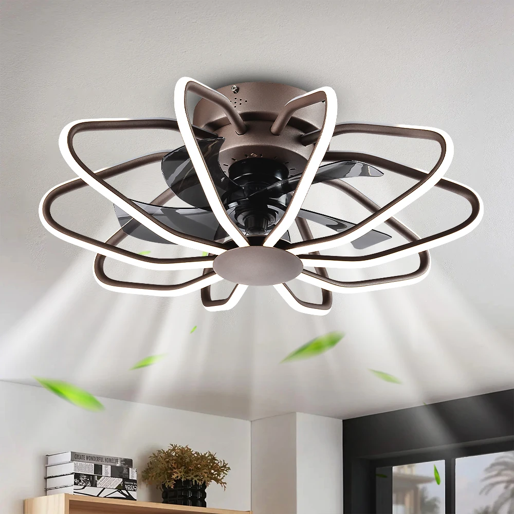 Modern Luxury New Dimmable DC LED Ceiling Fan with Lights Aluminum Body Decorative Chandelier Fan Light