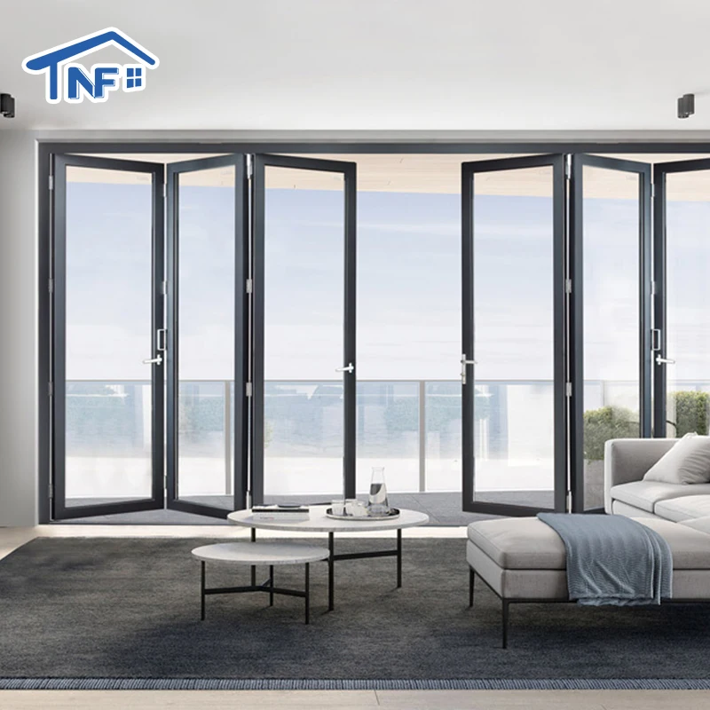 NF Usa commercial residential lowes glass outdoor transparent long aluminum bi folding accordion bifold door