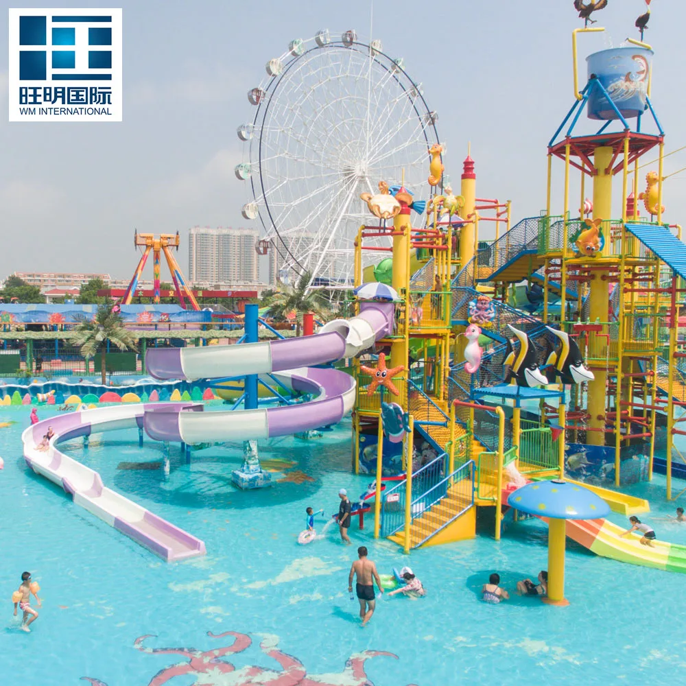 Commercial Outdoor Water Park With Slide Water Play Equipment for Kids and Adults