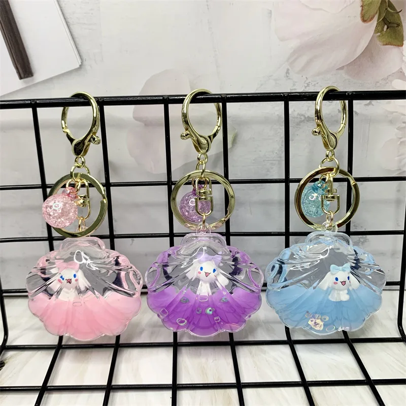 Promotional Transparent Liquid Milk Carton Doll Pendant Charm Key Ring Acrylic Shell Shape Float Oil Keychain