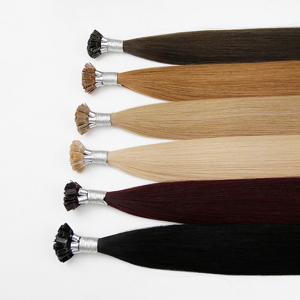 Wholesale Hot Sale Italian Keratin Pre Bonded Hair Extensions Remy Double Drawn Flat Tip Hair Extension