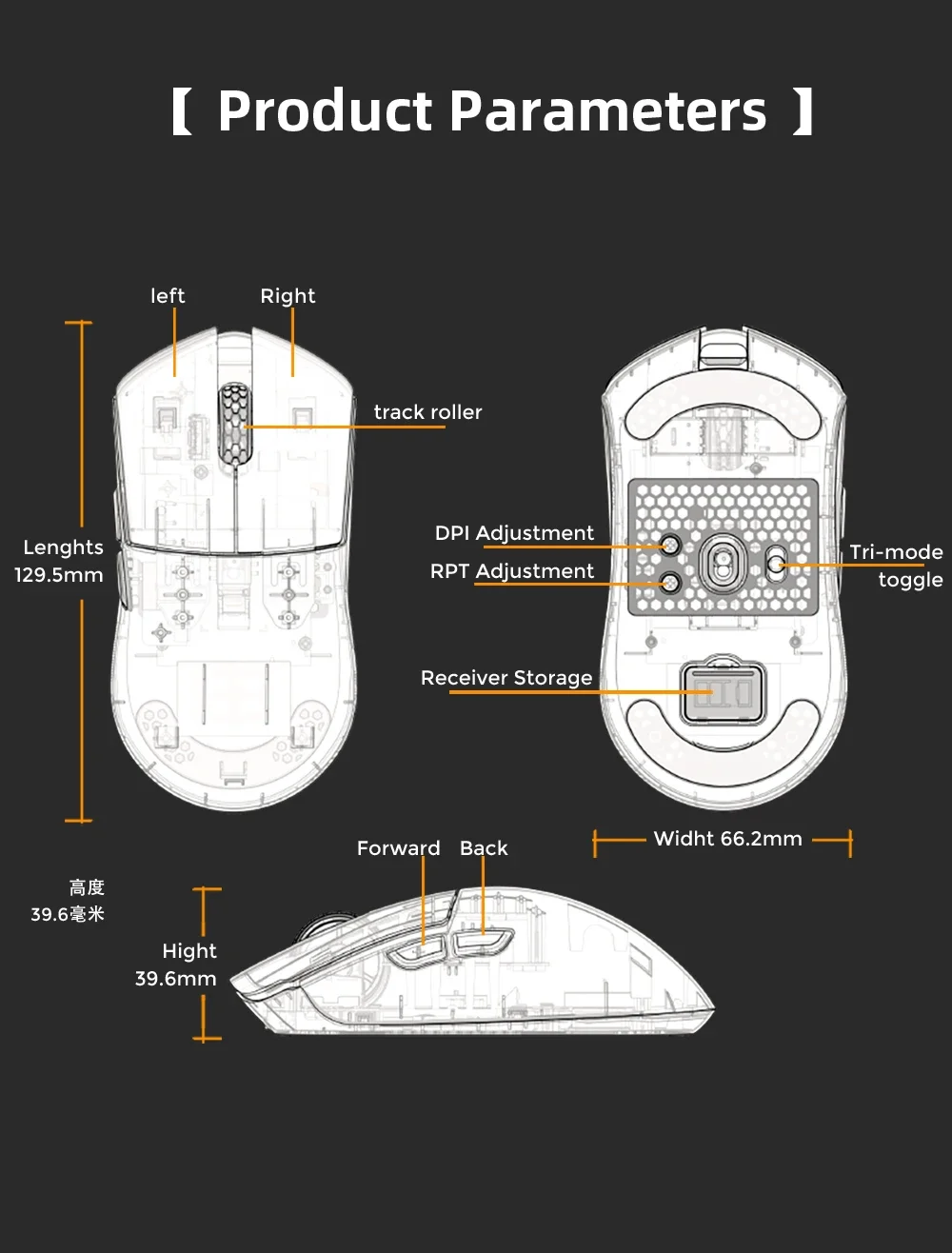 Беспроводная игровая мышь PAW3395 оптический датчик 26000DPI 55 г
