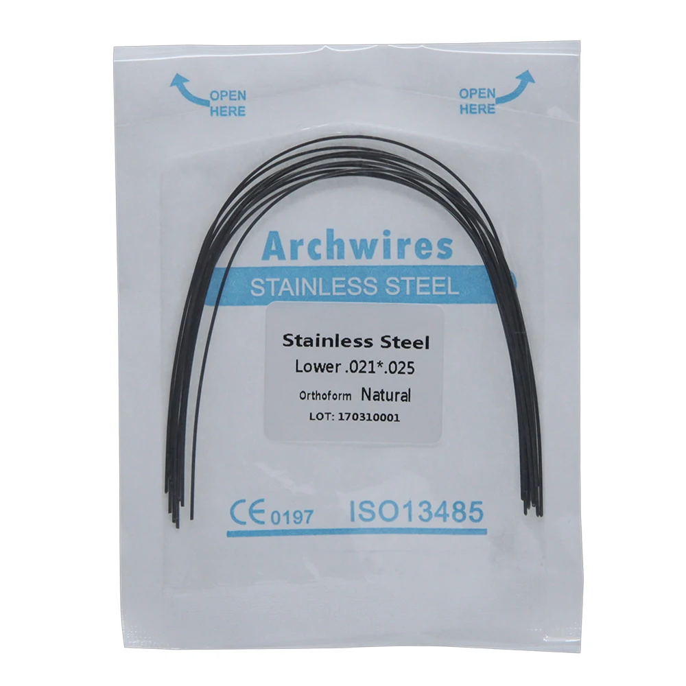 Orthodontic stainless steel arch wires for braces ovoid 012