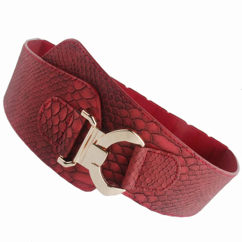 Fashion female alligator prints PU leather shopping belt Popular Alloy buckle elastic Ladies Daily Use belts