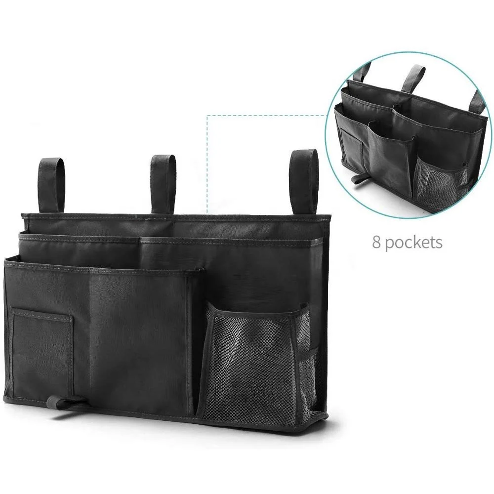 
8 Pockets Caddy Hanging Organizer Bedside Storage Bag for Bunk and Hospital Beds, Dorm Rooms Bed Rails 
