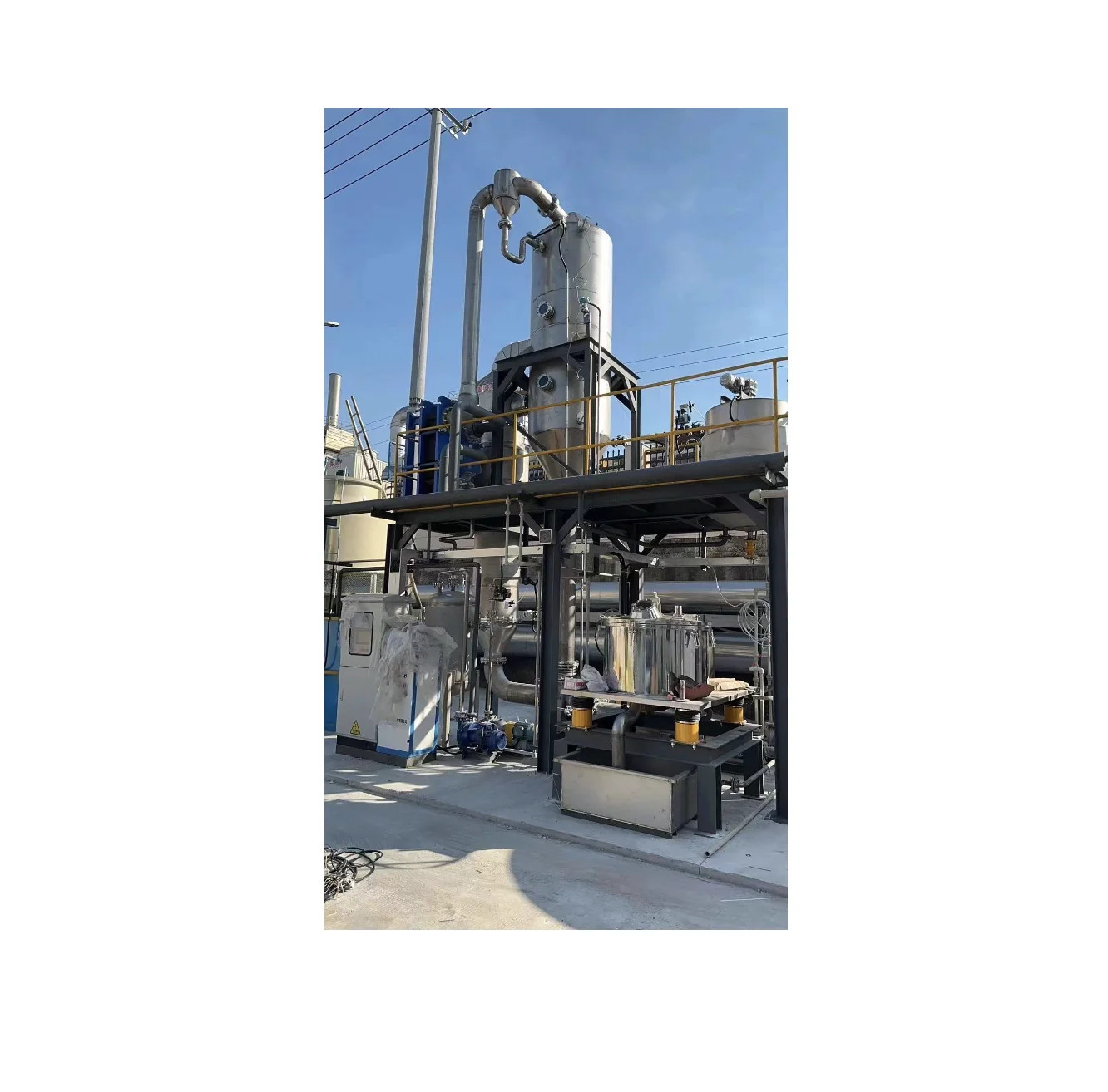 Sanitary glucose/dextrose single effect falling film evaporator ethanol recovery machine