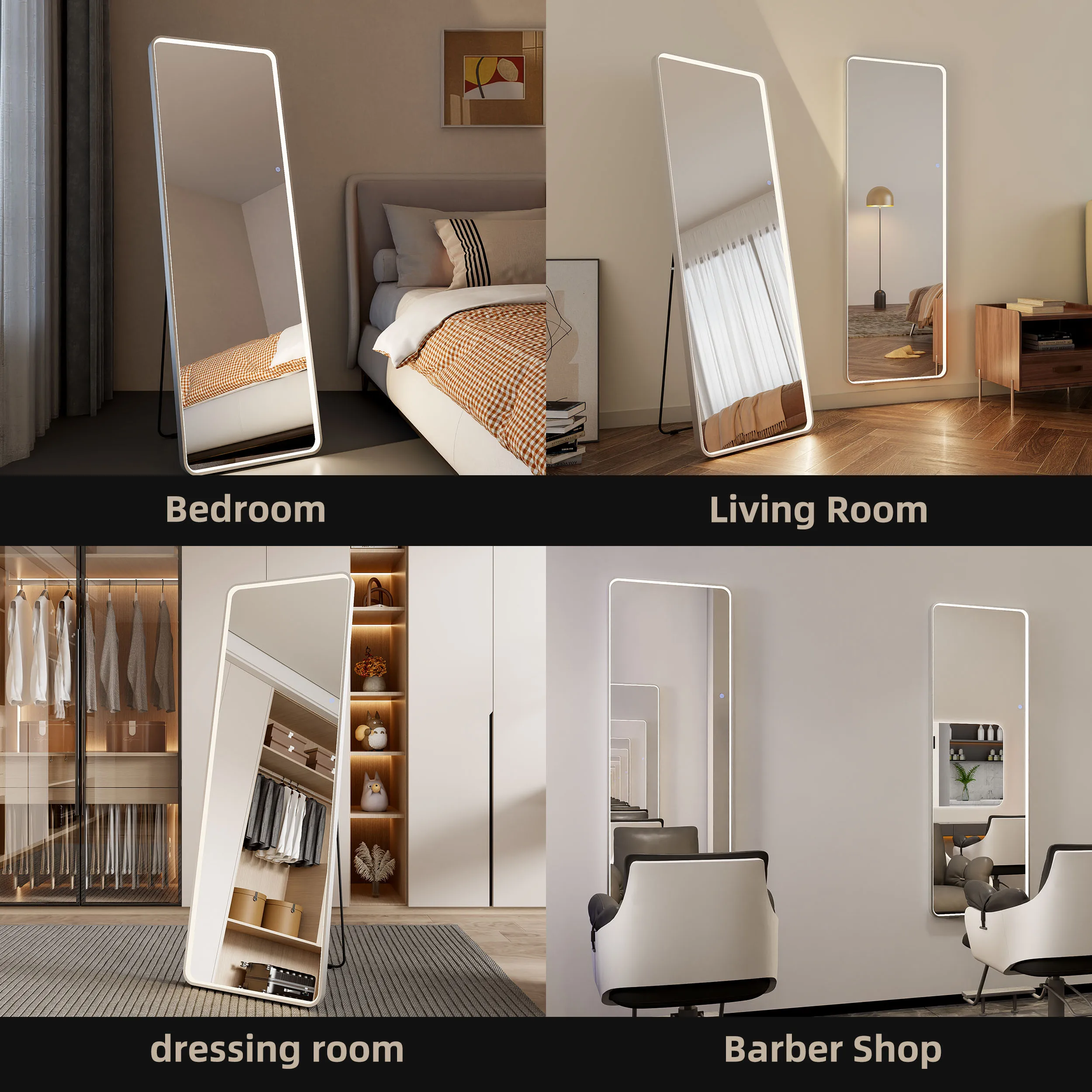 Wholesale Wall Mounted Large Size Salon Body Dressing Full Length With Led Light Floor Standing Mirror