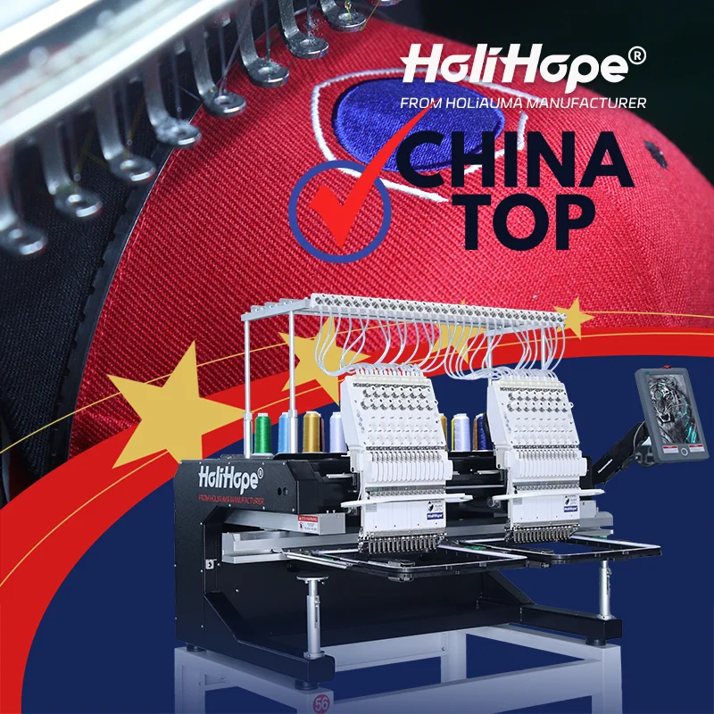 15 Needles 400*500mm Cap/T-shirt/Flat Embroidery Machine 2 Head 10 Years Motor Embroidery Machine For Sale Like Tajima Barudan