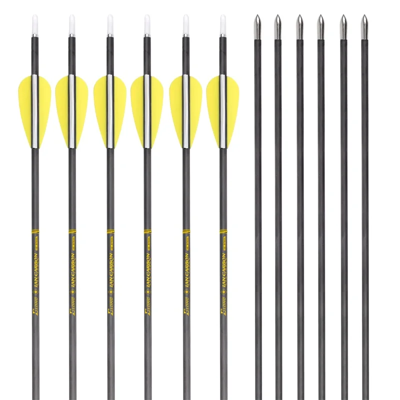 Elong Outdoor 3.2mm carbon arrows custom archery arrows pure carbon 3.2 ID arrow shaft with plastic vane