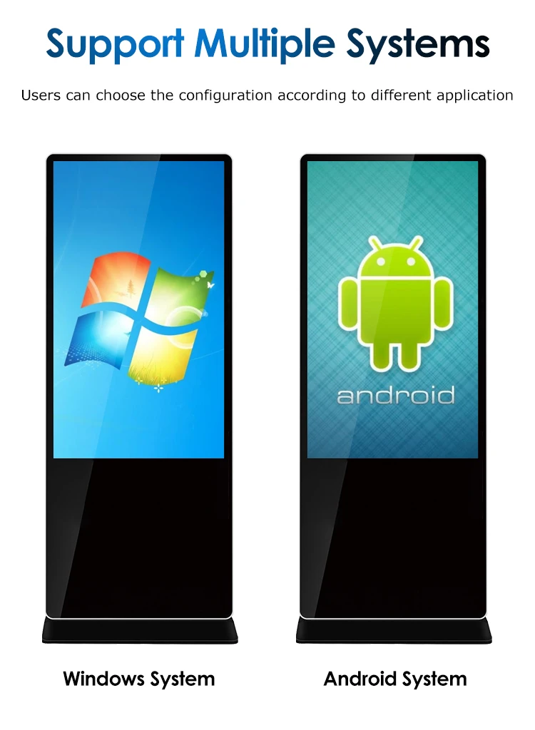 43 49 55 Inch Indoor Floor Standing Digital Signage Touch Screen Totem Lcd Advertising Kiosk Vertical Media Player Display