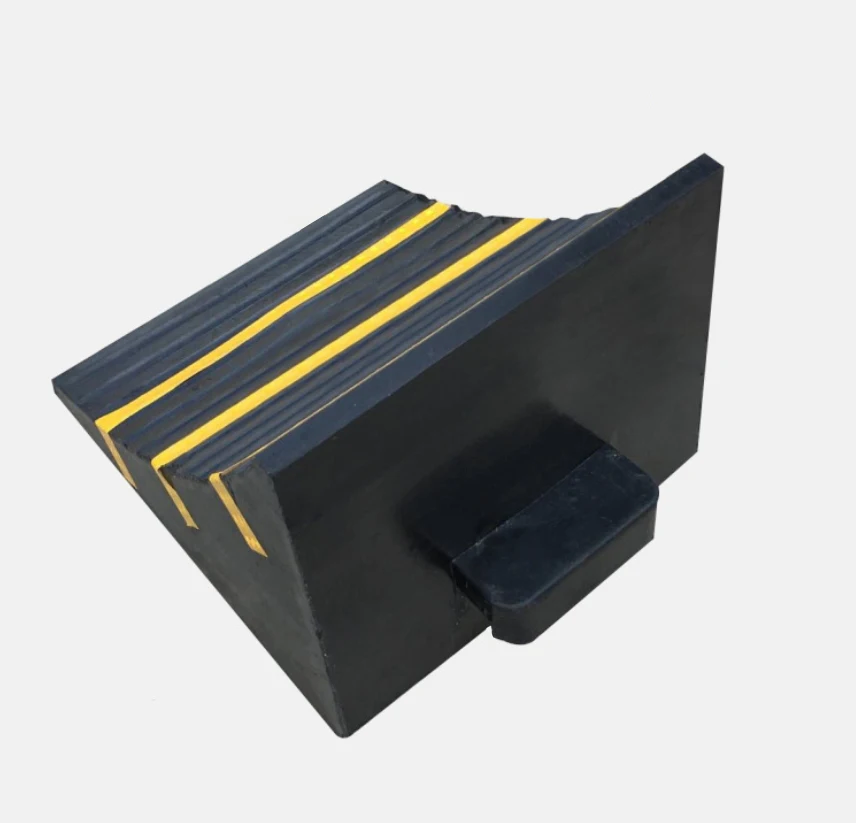 Vehicle Black And Yellow Rubber Truck Wheel Chock Car Stopper For Parking And Loading Sale