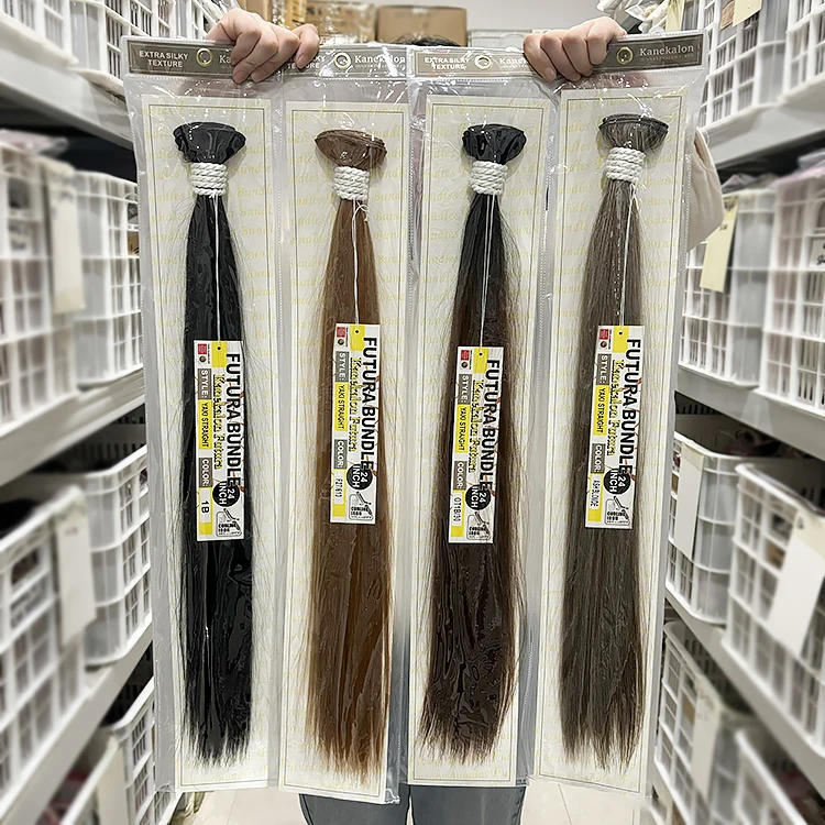 Hot Sale Premium Fiber 24 Inches Heat Resistant Ombre Blonde Weave Bone Straight Hair Bundles Synthetic Hair Extensions