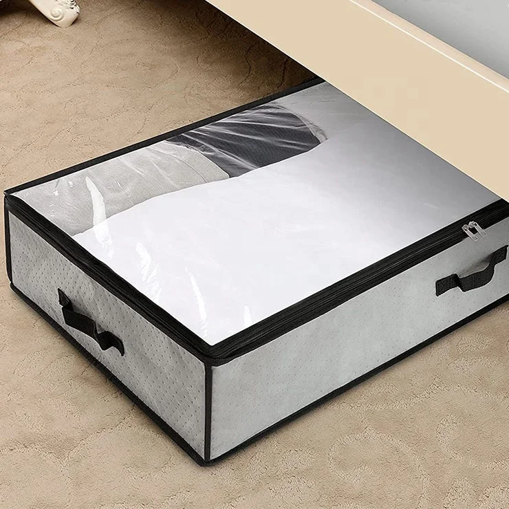 Foldable bamboo charcoal composite non woven bedding storage box under the bed