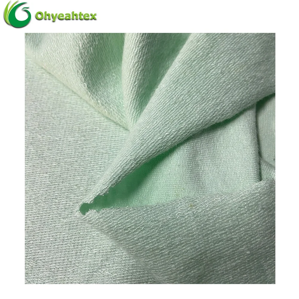 Anti-UV Knit French Terry Hemp Bamboo Spandex Fabric For Hoodie Garment