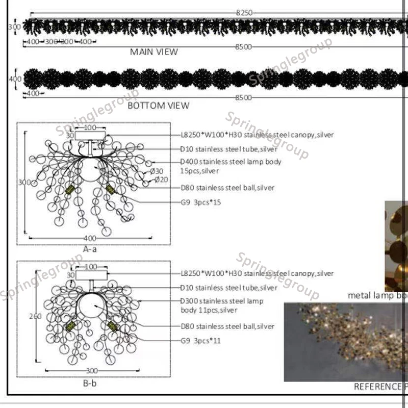 Hotel lobby luxury metal stainless steel gold ceiling pendant light fixture custom made indoor lighting art deco chandeliers